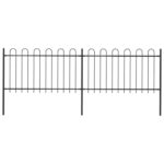 Elegant Black Steel Garden Fence Panels Hoop Top Design Decorative Security