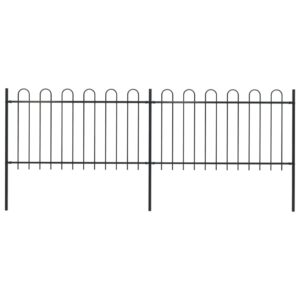 Elegant Black Steel Garden Fence Panels Hoop Top Design Decorative Security