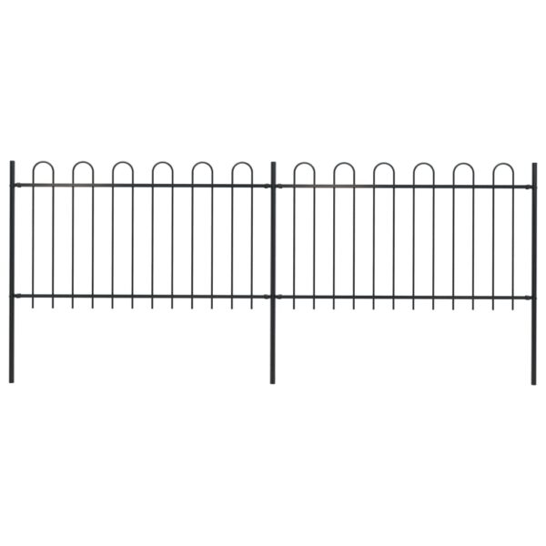 Elegant Black Steel Garden Fence Panels Hoop Top Design Decorative Security