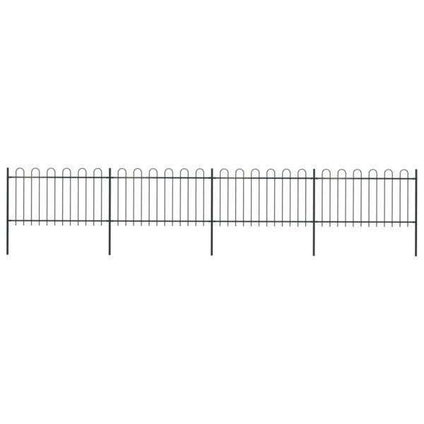 Elegant Black Steel Garden Fence Panels with Hoop Top Design Decorative Safety Barrier