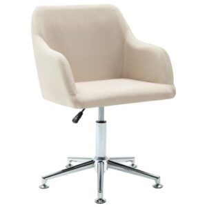 Ergonomic Adjustable Swivel Office Chair Cream Fabric Comfortable Modern Design