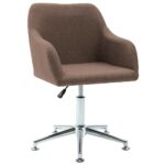 Comfortable Ergonomic Swivel Office Chair Adjustable Height Brown Fabric Seat