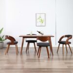 Dining Chairs 4 pcs Dark Grey Bent Wood and Fabric