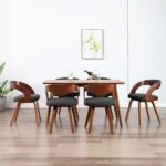 Dining Chairs 6 pcs Dark Grey Bent Wood and Fabric