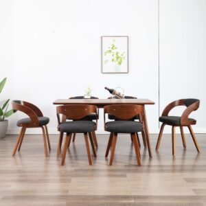 Dining Chairs 6 pcs Dark Grey Bent Wood and Fabric