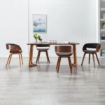 Dining Chairs 4 pcs Grey Bent Wood and Fabric