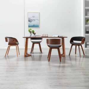 Dining Chairs 4 pcs Grey Bent Wood and Fabric