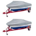 Heavy Duty Waterproof Mildew Resistant Grey Boat Covers Set with Storage Bag