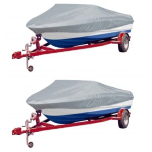 Heavy Duty Waterproof Mildew Resistant Grey Boat Covers Set with Storage Bag