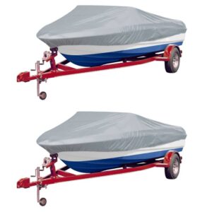 Heavy Duty Waterproof Grey Boat Covers Set UV Protection Mildew Resistant