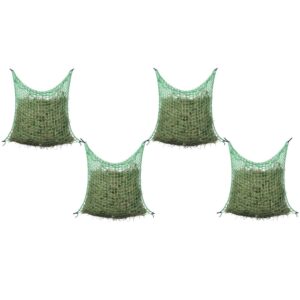 Square Hay Nets Set of Four Polypropylene Weather Resistant Green Mesh Feed Bags