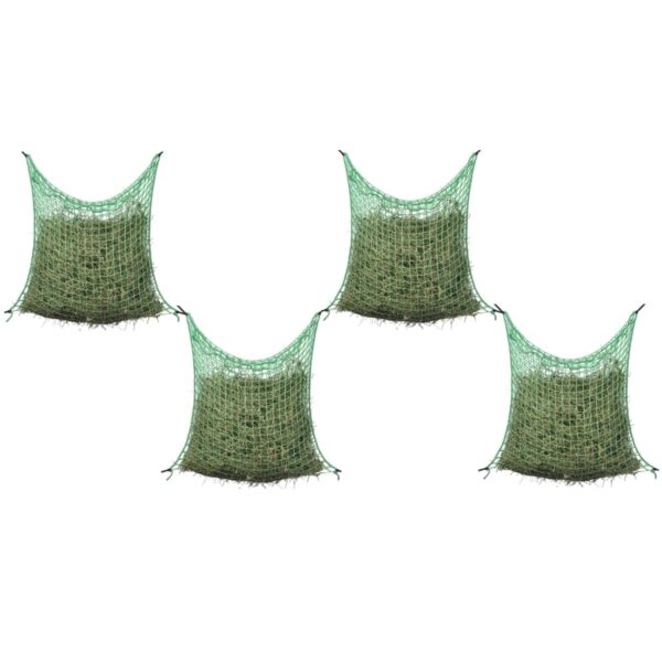 Square Hay Nets Set of Four Polypropylene Weather Resistant Green Mesh Feed Bags