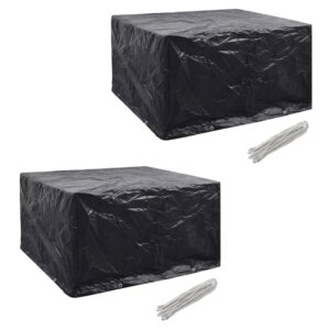 Waterproof UV Resistant Garden Rattan Furniture Cover Set Black with Eyelets