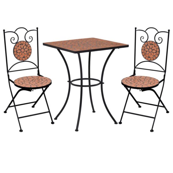 3 Piece Mosaic Bistro Set Ceramic Tile Terracotta