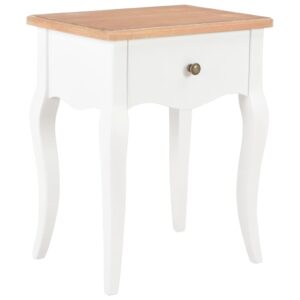 Nightstand White and Brown 40x30x50 cm Solid Pine Wood