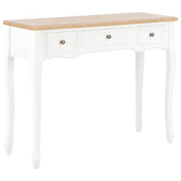 Elegant White Dressing Console Table Timeless Design with Three Drawers