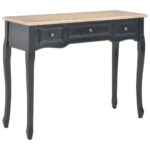 Elegant Black Dressing Console Table Timeless Design with Three Drawers