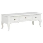 Elegant White Wooden TV Stand French  Media Console with Storage Drawers