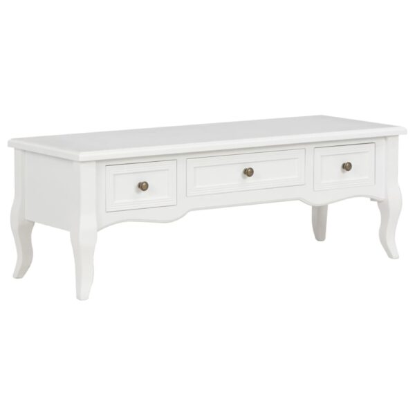 Elegant White Wooden TV Stand French  Media Console with Storage Drawers