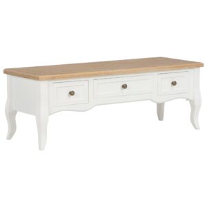 Elegant White Wooden TV Stand French  Media Console with Storage Drawers