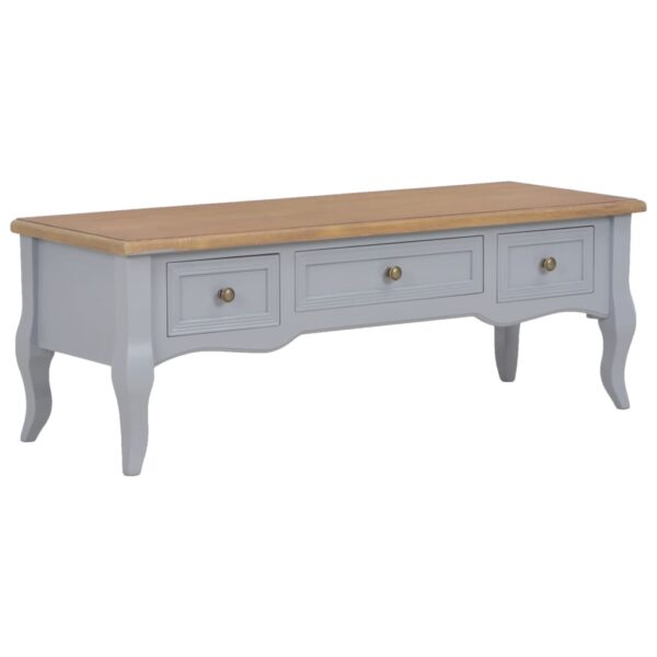 Elegant Grey Wooden TV Stand French  Media Console with Storage Drawers