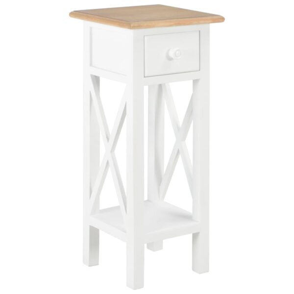 Elegant White Wooden Side Table with Drawer Storage Chic Living Room Furniture