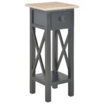 Elegant Black Wooden Side Table with Drawer for Living Room Storage Decor