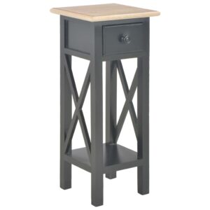 Elegant Black Wooden Side Table with Drawer for Living Room Storage Decor