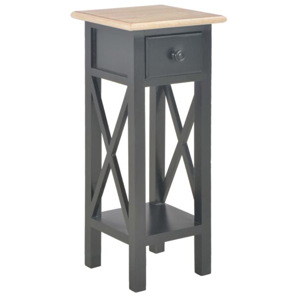 Elegant Black Wooden Side Table with Drawer for Living Room Storage Decor