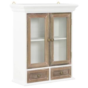 Chic French  Wall Cabinet White Engineered Wood Acrylic Doors Storage