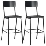 Bar Chairs 2 pcs Black Solid Plywood Steel