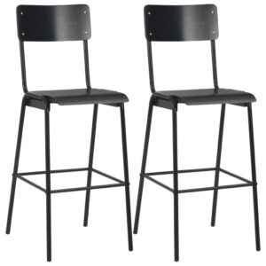 Bar Chairs 2 pcs Black Solid Plywood Steel