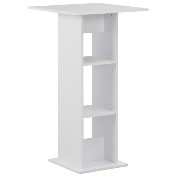 Modern White High Bar Table with Shelves Engineered Wood Dining Pub Furniture