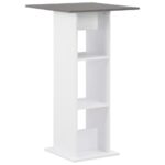 Modern White Anthracite High Bar Pub Table with Shelves Durable Engineered Wood