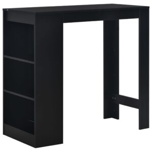 Chic Black High Bar Table Contemporary Design with 3-Tier Storage Shelf