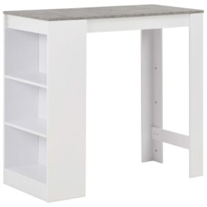 Chic White High Bar Table Contemporary Design with Storage Shelves Space Saver