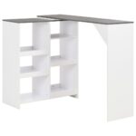 Bar Table with Moveable Shelf White 138x39x110 cm