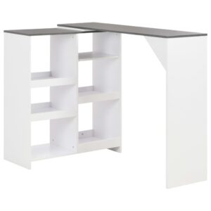 Bar Table with Moveable Shelf White 138x39x110 cm