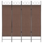 4-Panel Room Divider Brown 160x180 cm