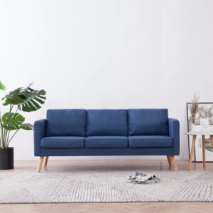 3-Seater Sofa Fabric Blue