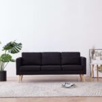 3-Seater Sofa Fabric Black