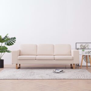 3-Seater Sofa Fabric Cream