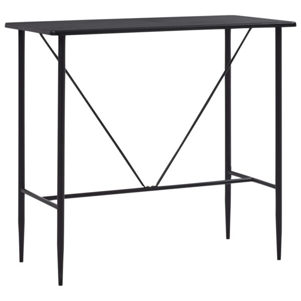 Chic Black Bar Table High Counter Kitchen Dining Bistro MDF PVC Steel Legs