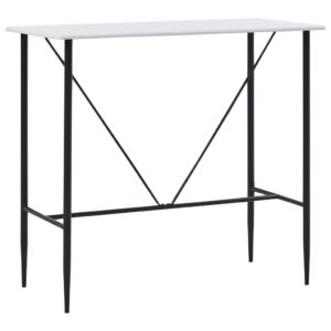 Chic White High Bar Table Contemporary Bistro Counter Kitchen Dining MDF Metal