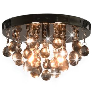 Elegant Smoky Bead Ceiling Lamp Black Acrylic Metal G9 Socket Chic Home Decor