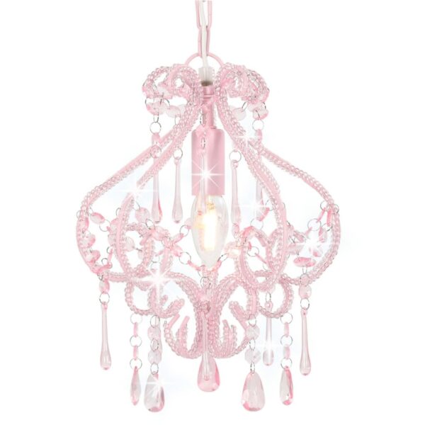 Elegant Pink Acrylic Bead Ceiling Lamp Chandelier Home Decor Lighting Fixture