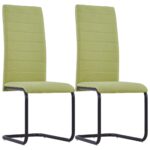 Cantilever Dining Chairs 2 pcs Green Fabric