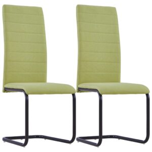 Cantilever Dining Chairs 2 pcs Green Fabric