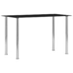 Dining Table Black 120x60x75 cm Tempered Glass