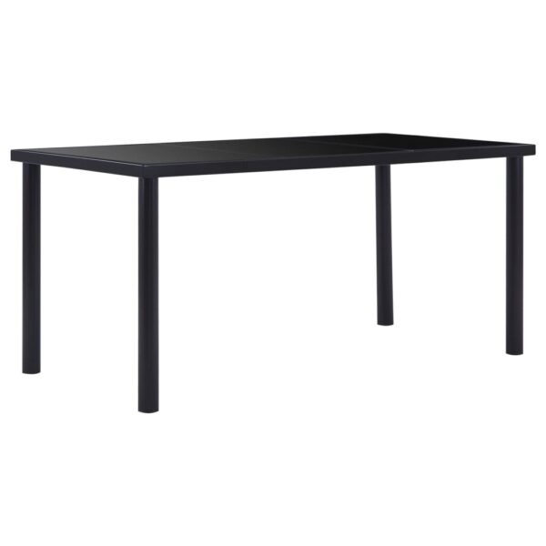 Dining Table Black 160x80x75 cm Tempered Glass